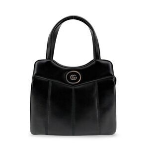 Gucci Vintage Interlocking G Circle Logo Leather Handbag Black
